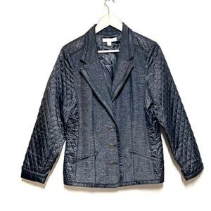 Laura Ashley Wool Blend Blazer With Quilted Sleeves Fully Lined Sz L